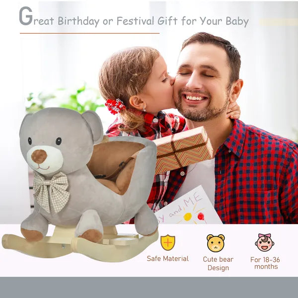 Bear-shaped Kids Rocking Horse with Sound for 18-36 Months, Gray - product image 4