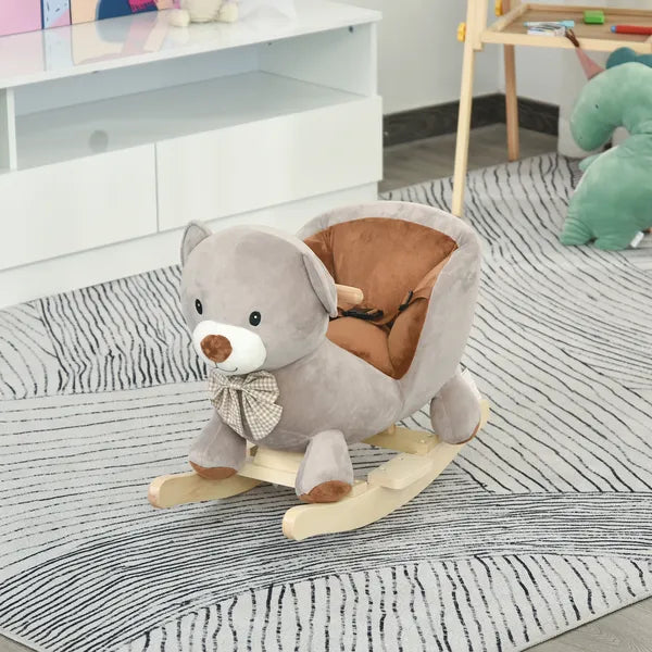 Bear-shaped Kids Rocking Horse with Sound for 18-36 Months, Gray - product image 10