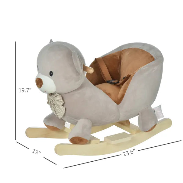 Bear-shaped Kids Rocking Horse with Sound for 18-36 Months, Gray - product image 3