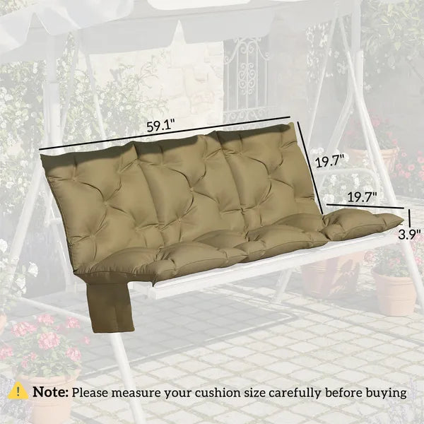 Outsunny Bench Cushion Non-Slip Outdoor Swing Cushion withBackrest Side Pocket for 3 Seater Patio Furniture Beige - product image 3