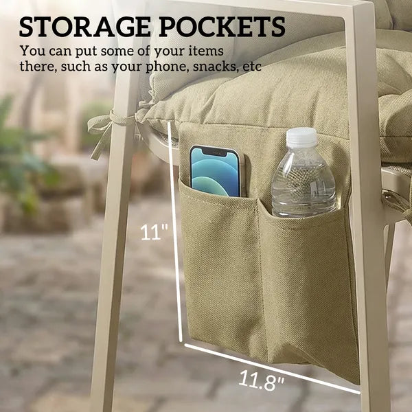 Outsunny Bench Cushion Non-Slip Outdoor Swing Cushion withBackrest Side Pocket for 3 Seater Patio Furniture Beige - product image 6