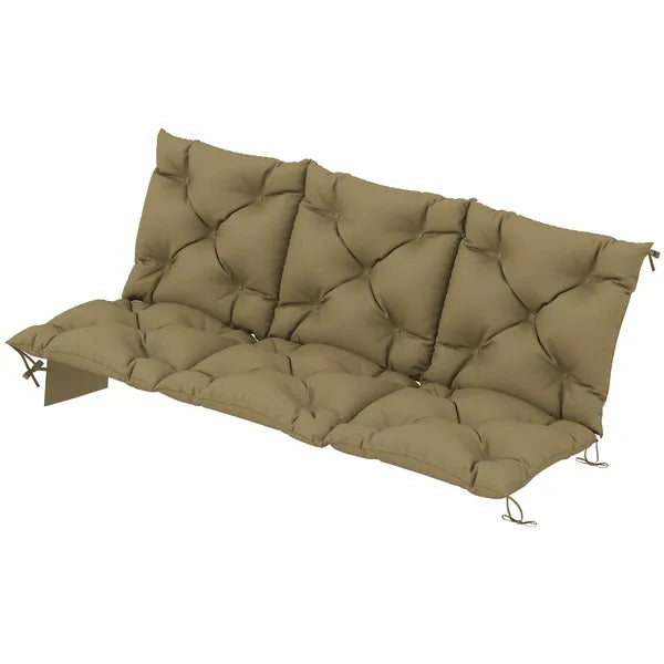 Outsunny Bench Cushion Non-Slip Outdoor Swing Cushion withBackrest Side Pocket for 3 Seater Patio Furniture Beige - product image 1