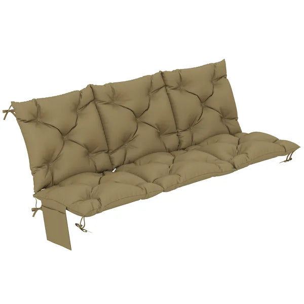 Outsunny Bench Cushion Non-Slip Outdoor Swing Cushion withBackrest Side Pocket for 3 Seater Patio Furniture Beige - product image 11