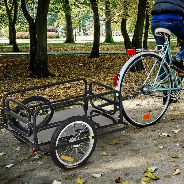 Aosom Foldable Bicycle Cargo Trailer with Hitch 16 Inch Wheels 110 lb Capacity Black - product image 2