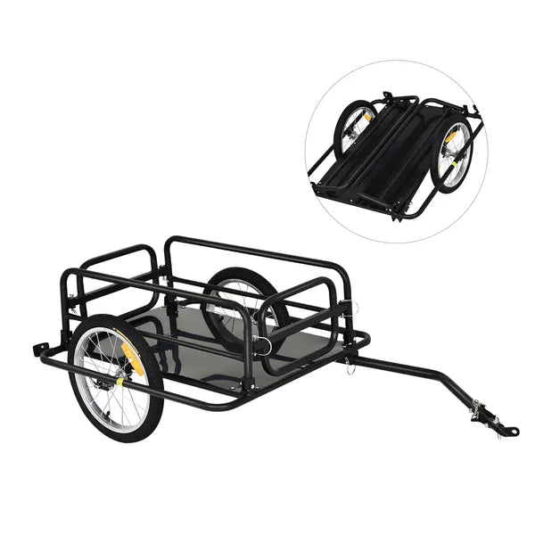 Aosom Foldable Bicycle Cargo Trailer with Hitch 16 Inch Wheels 110 lb Capacity Black - product image 11