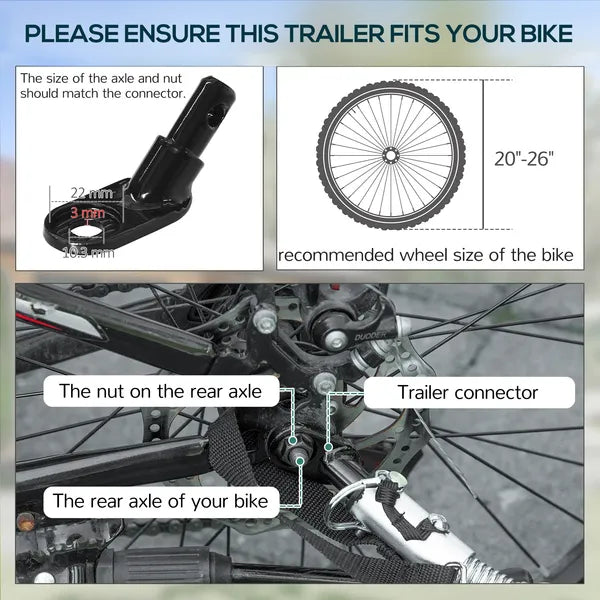 Aosom Foldable Bicycle Cargo Trailer with Hitch 16 Inch Wheels 110 lb Capacity Black - product image 7