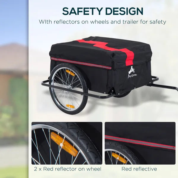 Bicycle Cargo Trailer, Two-Wheel Bike Luggage Wagon with Removable Cover, Versatile Use, Red - product image 7