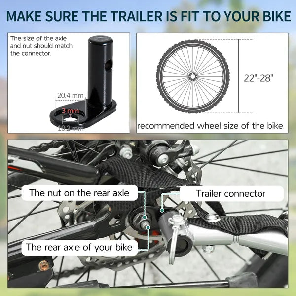 Bicycle Cargo Trailer, Two-Wheel Bike Luggage Wagon with Removable Cover, Versatile Use, Red - product image 8