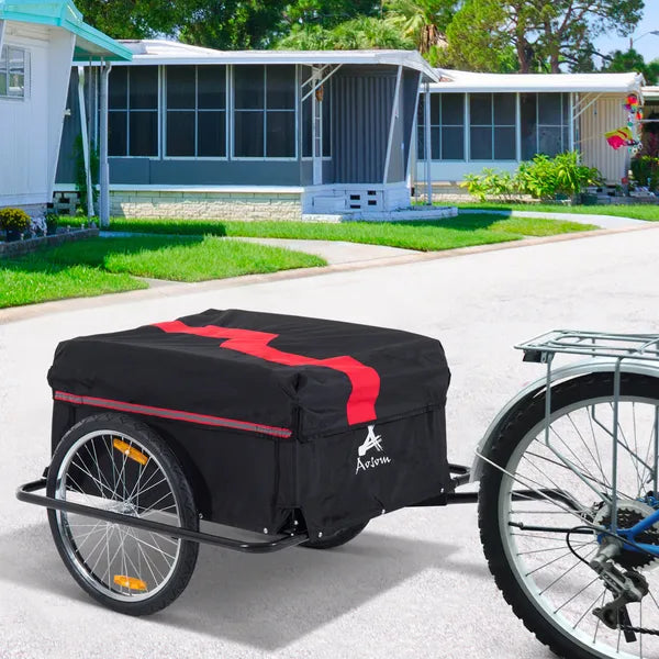 Bicycle Cargo Trailer, Two-Wheel Bike Luggage Wagon with Removable Cover, Versatile Use, Red - product image 2