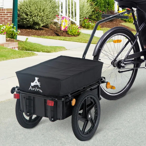 Aosom Bicycle Cargo Trailer with Removable Box and Waterproof Cover, Bike Wagon Trailer with Two 16in Wheels - product image 2