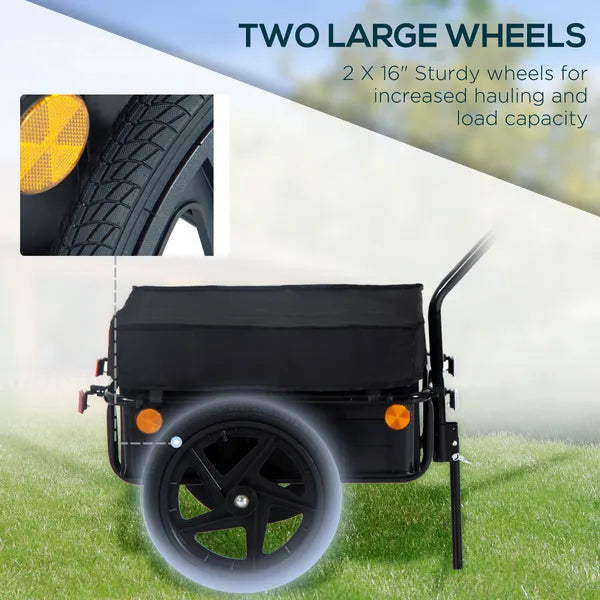 Aosom Bicycle Cargo Trailer with Removable Box and Waterproof Cover, Bike Wagon Trailer with Two 16in Wheels - product image 6