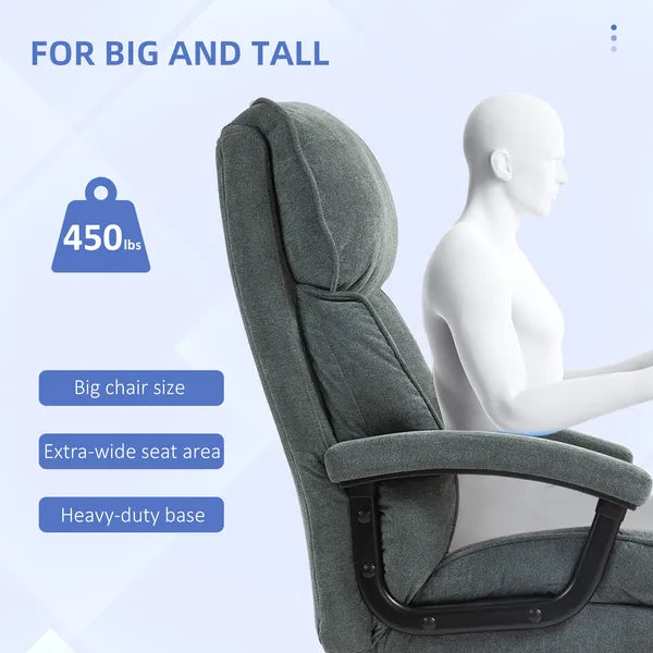 HOMCOM Big and Tall Desk Chair, Executive Office Chair, 450lbs, Heavy Duty Computer Chair for Heavy People, Gray - product image 4