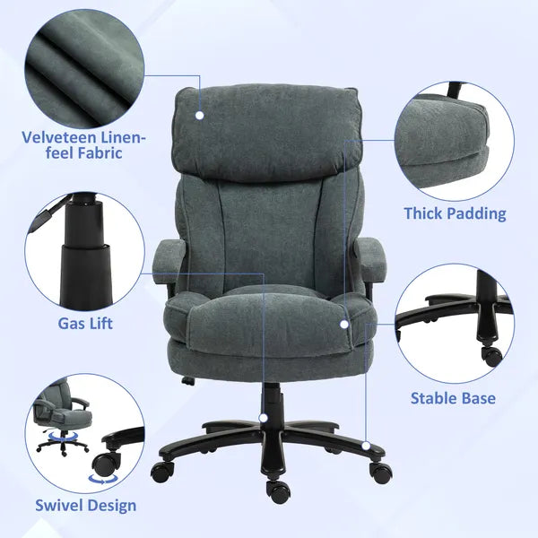 HOMCOM Big and Tall Desk Chair, Executive Office Chair, 450lbs, Heavy Duty Computer Chair for Heavy People, Gray - product image 6