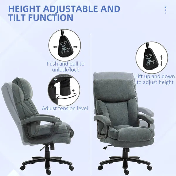 HOMCOM Big and Tall Desk Chair, Executive Office Chair, 450lbs, Heavy Duty Computer Chair for Heavy People, Gray - product image 5