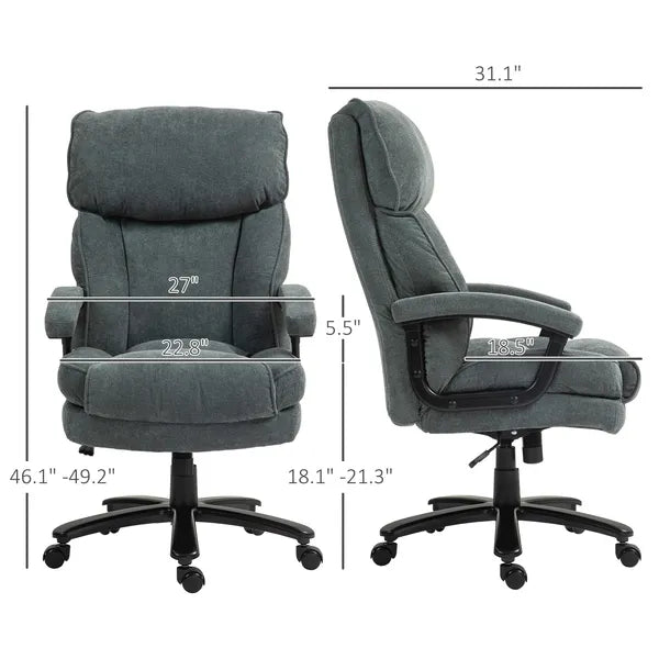 HOMCOM Big and Tall Desk Chair, Executive Office Chair, 450lbs, Heavy Duty Computer Chair for Heavy People, Gray - product image 3