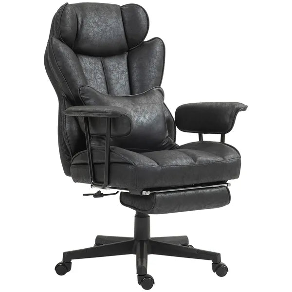HOMCOM Big and Tall Desk Chair, Executive Office Chair with Footrest, 396lbs, Lumbar Support, and Reclining Function, Black - product image 1