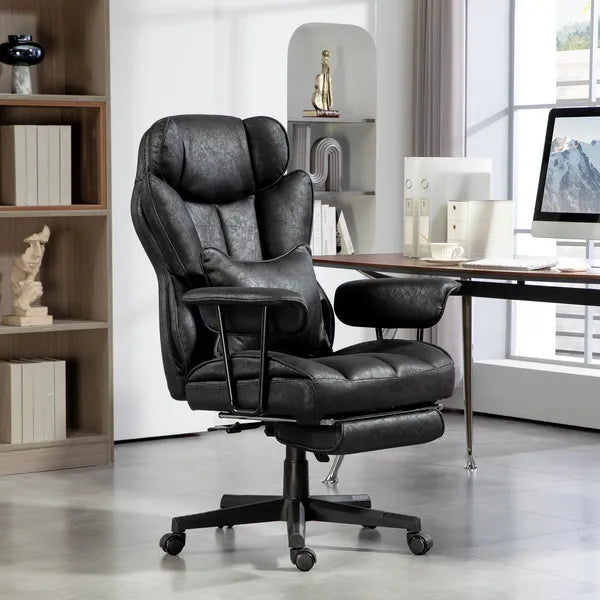 HOMCOM Big and Tall Desk Chair, Executive Office Chair with Footrest, 396lbs, Lumbar Support, and Reclining Function, Black - product image 2