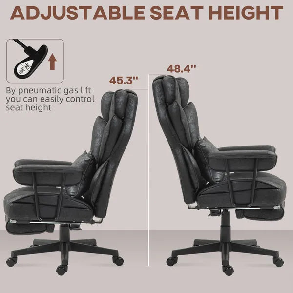HOMCOM Big and Tall Desk Chair, Executive Office Chair with Footrest, 396lbs, Lumbar Support, and Reclining Function, Black - product image 7