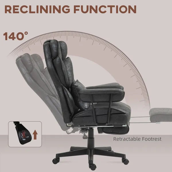 HOMCOM Big and Tall Desk Chair, Executive Office Chair with Footrest, 396lbs, Lumbar Support, and Reclining Function, Black - product image 6