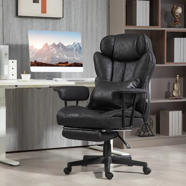HOMCOM Big and Tall Desk Chair, Executive Office Chair with Footrest, 396lbs, Lumbar Support, and Reclining Function, Black - product image 10