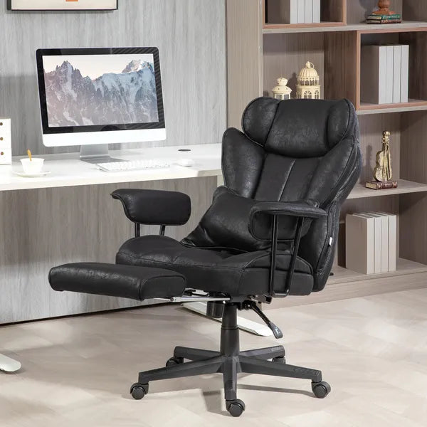 HOMCOM Big and Tall Desk Chair, Executive Office Chair with Footrest, 396lbs, Lumbar Support, and Reclining Function, Black - product image 9