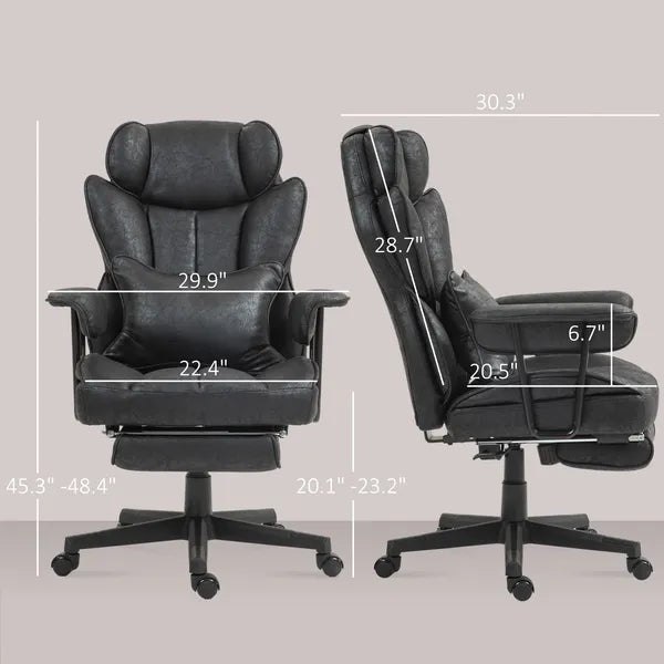 HOMCOM Big and Tall Desk Chair, Executive Office Chair with Footrest, 396lbs, Lumbar Support, and Reclining Function, Black - product image 3