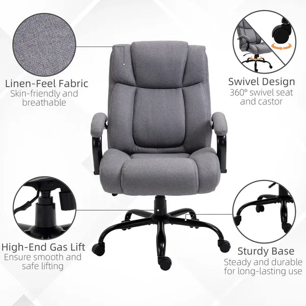 Vinsetto Big and Tall Executive Office Chair 484lbs with Wide Seat, Computer Desk Chair, Adjustable Height, Light Gray - product image 8