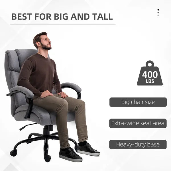 Vinsetto Big and Tall Executive Office Chair 484lbs with Wide Seat, Computer Desk Chair, Adjustable Height, Light Gray - product image 4