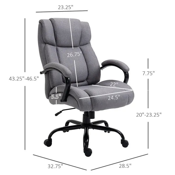Vinsetto Big and Tall Executive Office Chair 484lbs with Wide Seat, Computer Desk Chair, Adjustable Height, Light Gray - product image 3