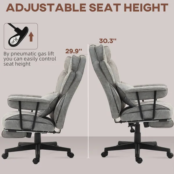 HOMCOM Big and Tall Office Chair, Up to 396lbs, Ergonomic Reclining Office Chair with High Back, Footrest and Lumbar Support, Gray - product image 8
