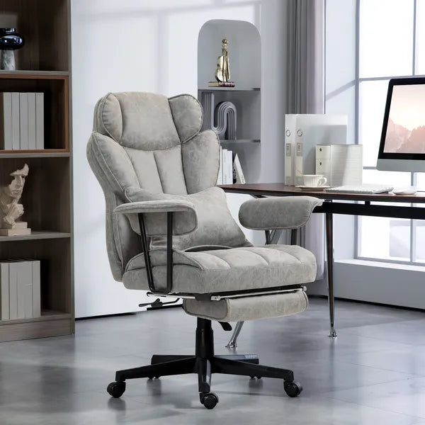 HOMCOM Big and Tall Office Chair, Up to 396lbs, Ergonomic Reclining Office Chair with High Back, Footrest and Lumbar Support, Gray - product image 2