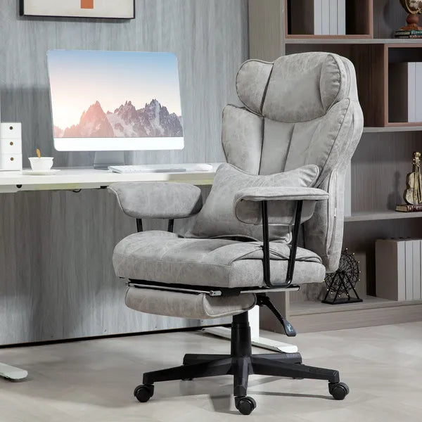 HOMCOM Big and Tall Office Chair, Up to 396lbs, Ergonomic Reclining Office Chair with High Back, Footrest and Lumbar Support, Gray - product image 10
