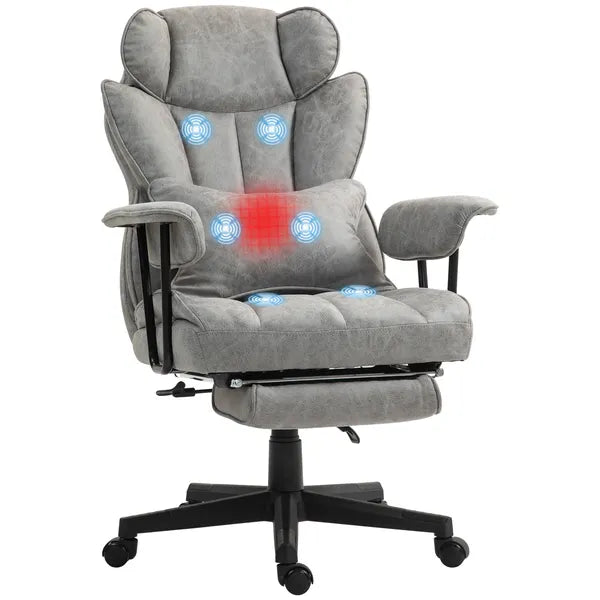 HOMCOM Big and Tall Office Chair, Up to 396lbs, Ergonomic Reclining Office Chair with High Back, Footrest and Lumbar Support, Gray - product image 11