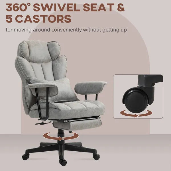 HOMCOM Big and Tall Office Chair, Up to 396lbs, Ergonomic Reclining Office Chair with High Back, Footrest and Lumbar Support, Gray - product image 9