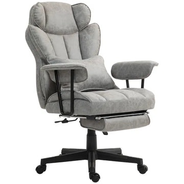 HOMCOM Big and Tall Office Chair, Up to 396lbs, Ergonomic Reclining Office Chair with High Back, Footrest and Lumbar Support, Gray - product image 1