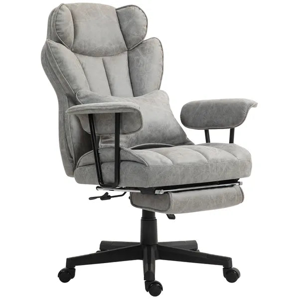 HOMCOM Big and Tall Office Chair, Up to 396lbs, Ergonomic Reclining Office Chair with High Back, Footrest and Lumbar Support, Gray - product image 1