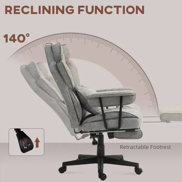 HOMCOM Big and Tall Office Chair, Up to 396lbs, Ergonomic Reclining Office Chair with High Back, Footrest and Lumbar Support, Gray - product image 7