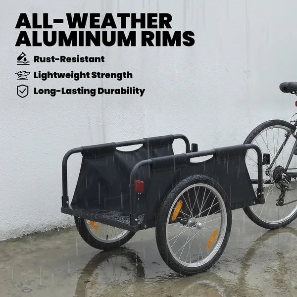 Soozier Bike Cargo Trailer, Bicycle Trailer Wagon Cart with Quick Release 16 Inch Pneumatic Wheels, Aluminum Rims, Red Flag, Black - product image 4