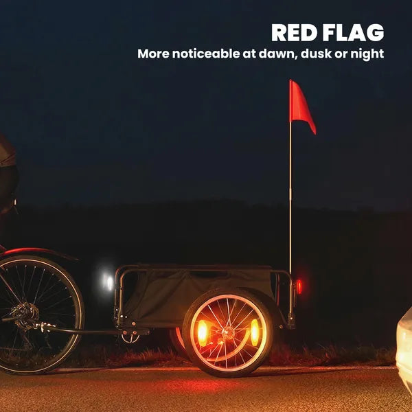 Soozier Bike Cargo Trailer, Bicycle Trailer Wagon Cart with Quick Release 16 Inch Pneumatic Wheels, Aluminum Rims, Red Flag, Black - product image 6