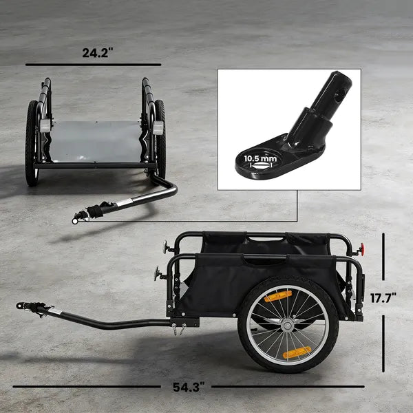 Soozier Bike Cargo Trailer, Bicycle Trailer Wagon Cart with Quick Release 16 Inch Pneumatic Wheels, Aluminum Rims, Red Flag, Black - product image 2
