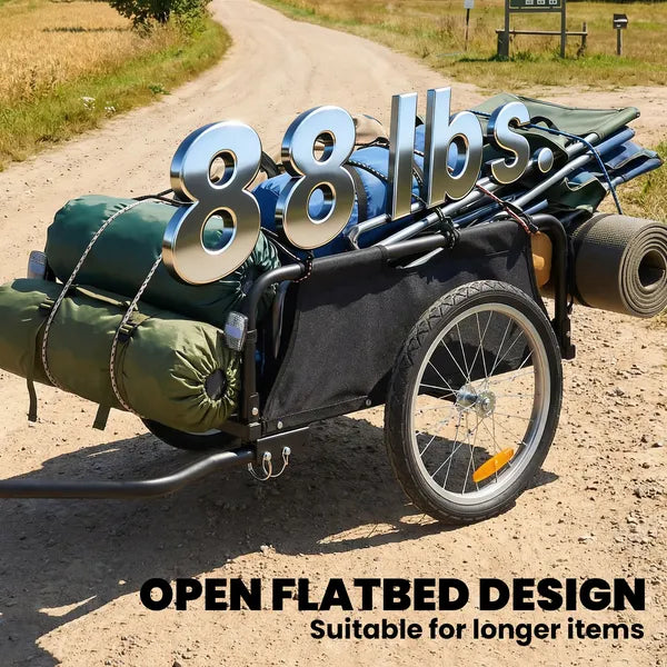 Soozier Bike Cargo Trailer, Bicycle Trailer Wagon Cart with Quick Release 16 Inch Pneumatic Wheels, Aluminum Rims, Red Flag, Black - product image 3