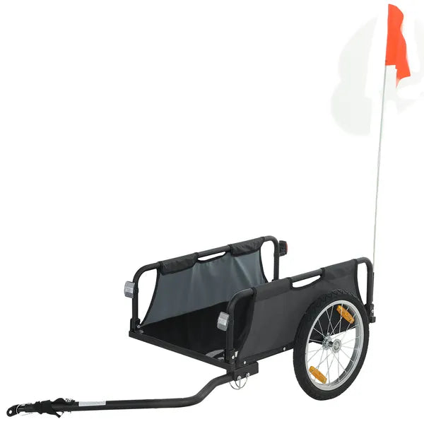 Soozier Bike Cargo Trailer, Bicycle Trailer Wagon Cart with Quick Release 16" Pneumatic Wheels, Aluminum Rims, Red Flag, Gray - product image 1