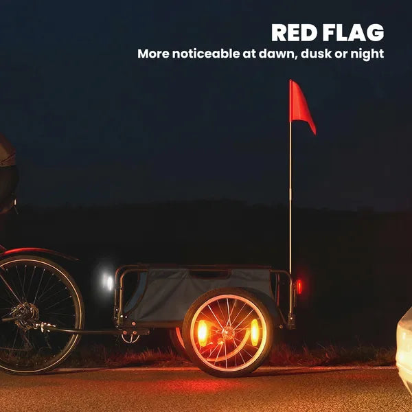 Soozier Bike Cargo Trailer, Bicycle Trailer Wagon Cart with Quick Release 16" Pneumatic Wheels, Aluminum Rims, Red Flag, Gray - product image 6