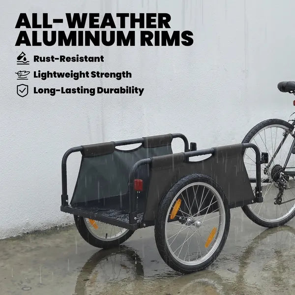 Soozier Bike Cargo Trailer, Bicycle Trailer Wagon Cart with Quick Release 16" Pneumatic Wheels, Aluminum Rims, Red Flag, Gray - product image 4
