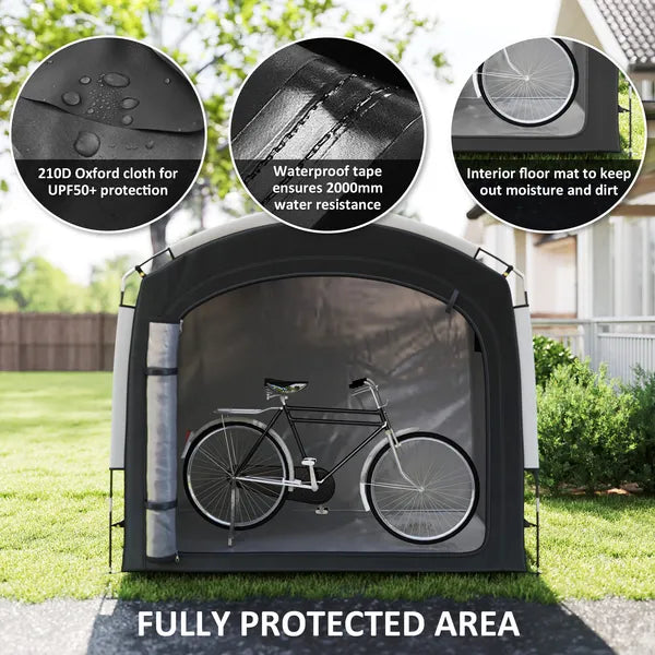 Outsunny Bike Storage Shed Tent, Portable and Waterproof with 210D Oxford Fabric and Carry Bag for 3-4 Bicycles, Black - product image 5