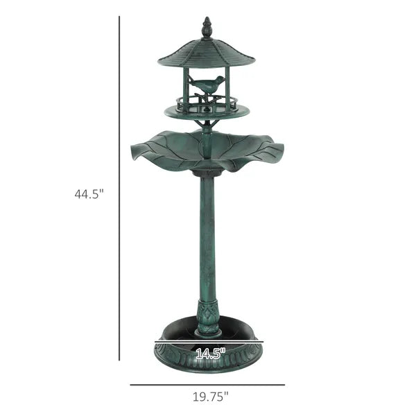 Bird Bath Bowl, 3-in-1 Pedestal Birdbath with Bird Feeder and Flower Planter, Large Water Basin, Outdoor, Green - product image 3