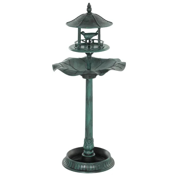 Bird Bath Bowl, 3-in-1 Pedestal Birdbath with Bird Feeder and Flower Planter, Large Water Basin, Outdoor, Green - product image 1