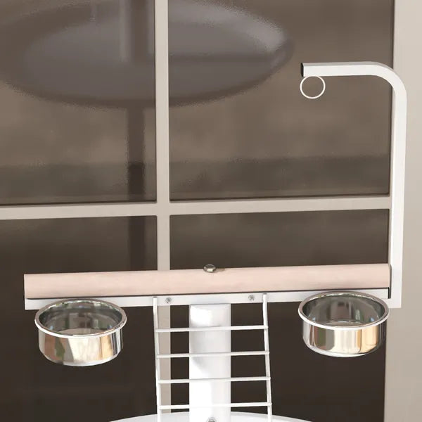 PawHut Bird Feeder Stand with Wheels, Perches, Feed Bowls, Round Tray, Bird Perch Stand for Parrots - product image 9