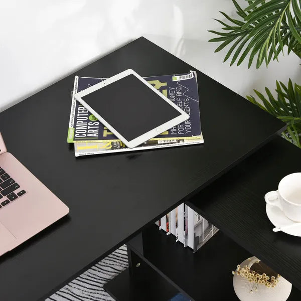 HOMCOM Black L-Shaped Desk 360° Rotating Home Office Corner Computer Desk with Storage - product image 9