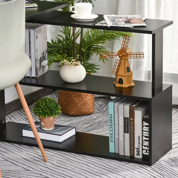 HOMCOM Black L-Shaped Desk 360° Rotating Home Office Corner Computer Desk with Storage - product image 8
